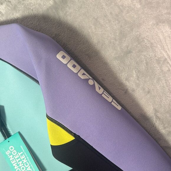 NWT BRP Seadoo Wet Suit 3mm Neoprene UV Protect Lilac Full Zip Jacket Size Large - Picture 4 of 12